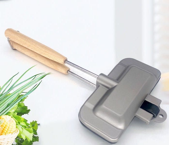 Double side frying pan waffle bread toaster