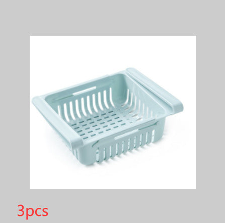 Telescopic Refrigerator Storage Basket and Freshness Preservation Rack