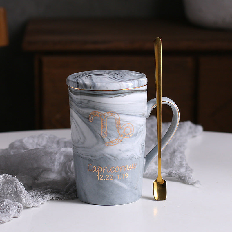 Ceramic water cup with lid spoon