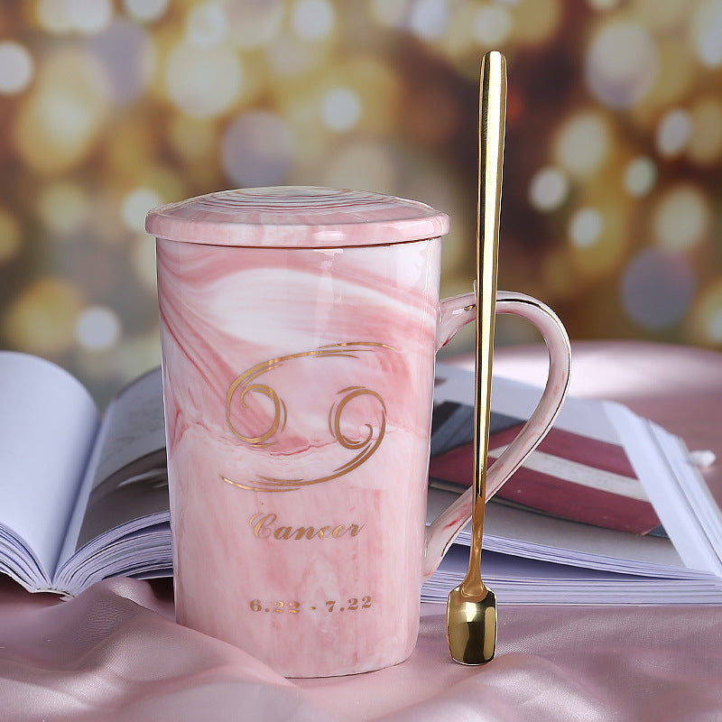 Ceramic water cup with lid spoon