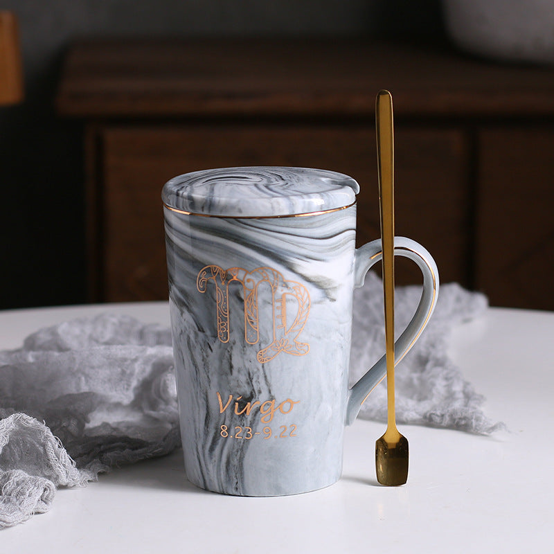 Ceramic water cup with lid spoon