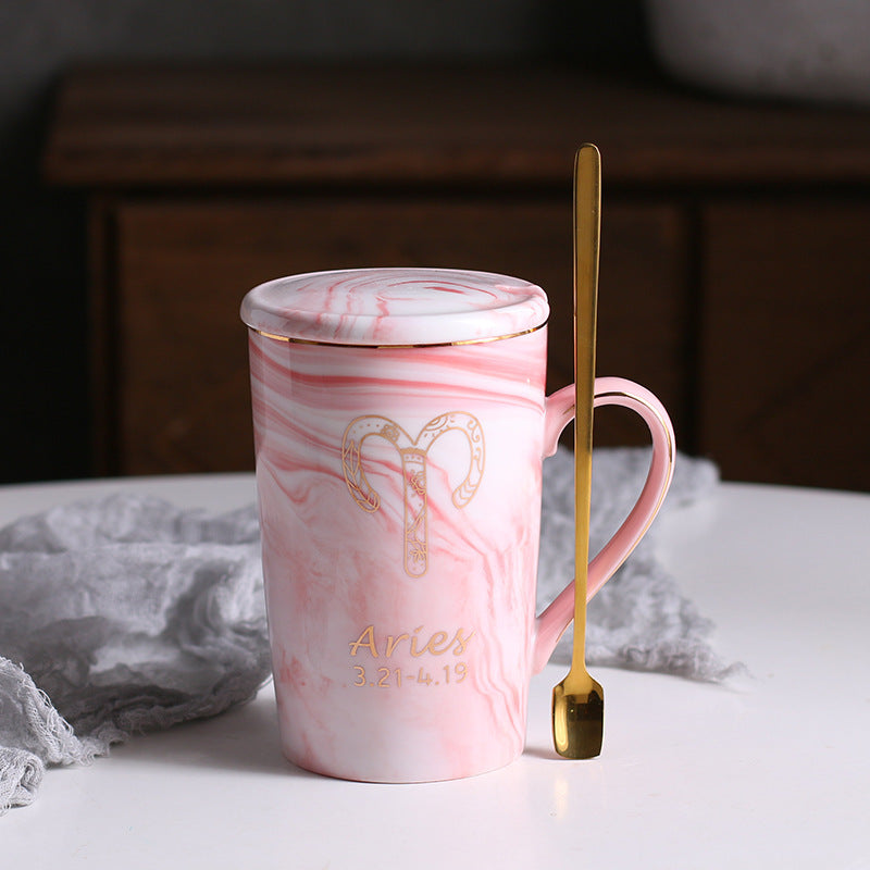 Ceramic water cup with lid spoon