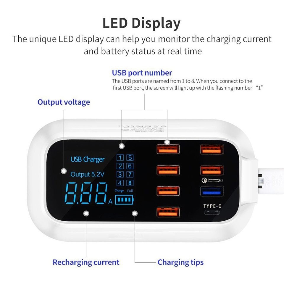 Quick Charge 3.0 Smart USB Charger Station