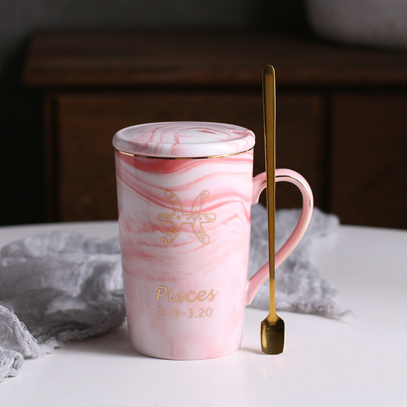 Ceramic water cup with lid spoon
