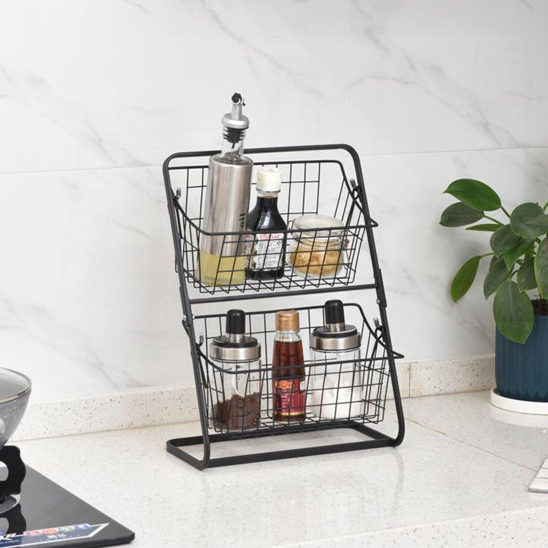 Stainless Steel Multilayer Spice and Fruit Kitchen Storage Rack