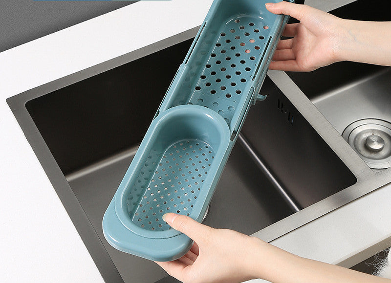 Telescopic Sink Rack and Sponge Holder, Adjustable Drainer Basket
