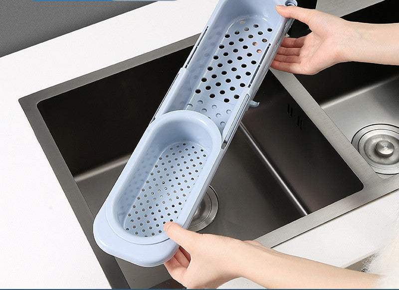 Telescopic Sink Rack and Sponge Holder, Adjustable Drainer Basket