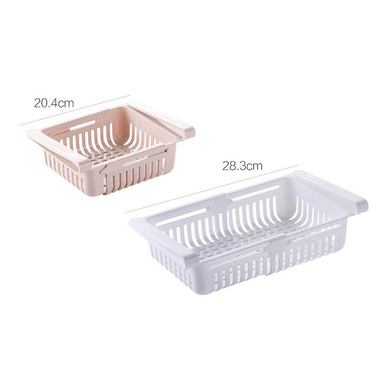 Telescopic Refrigerator Storage Basket and Freshness Preservation Rack