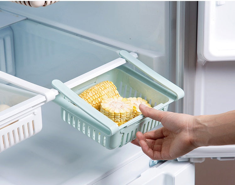 Telescopic Refrigerator Storage Basket and Freshness Preservation Rack
