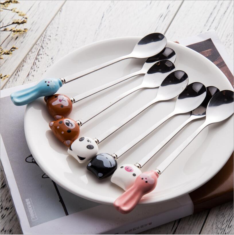 Cute cartoon stirring spoons