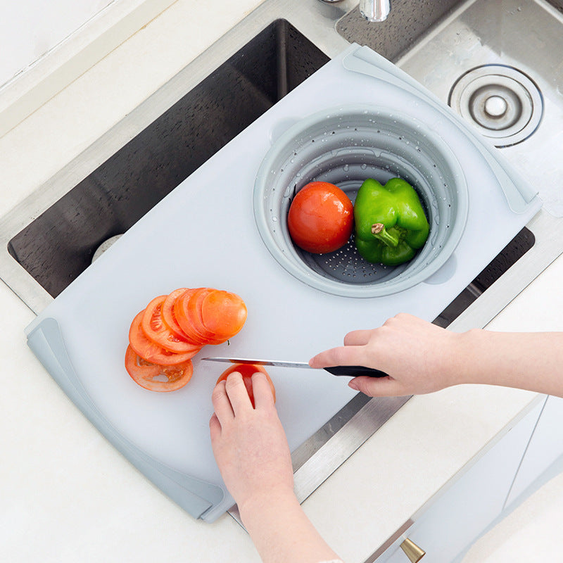 3-in-1 Folding Chopping Board with Detachable Drain Basket