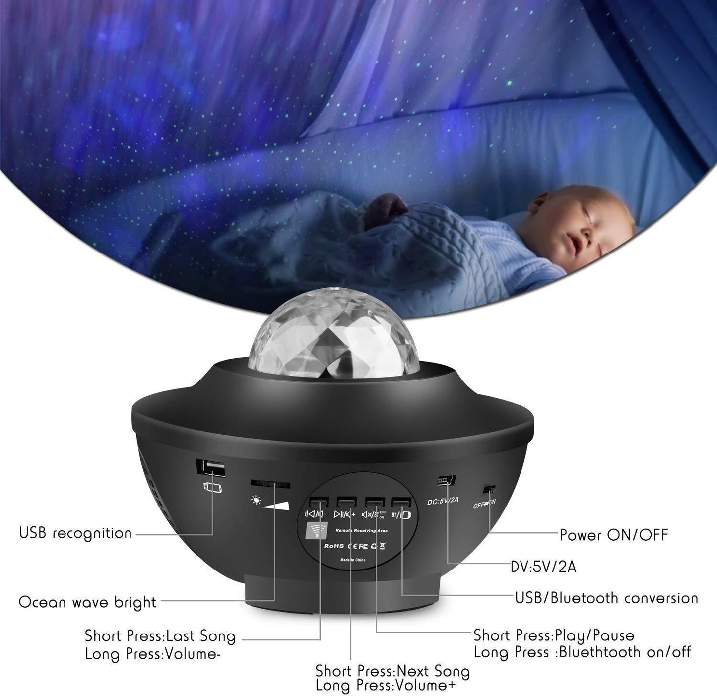 LED Starry Sky Projector Night Light