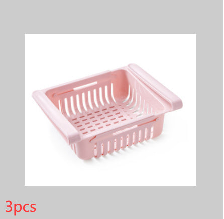 Telescopic Refrigerator Storage Basket and Freshness Preservation Rack