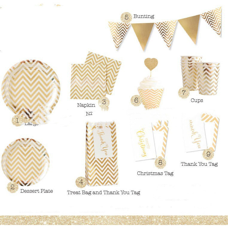 Gold Stripes Disposable Tableware