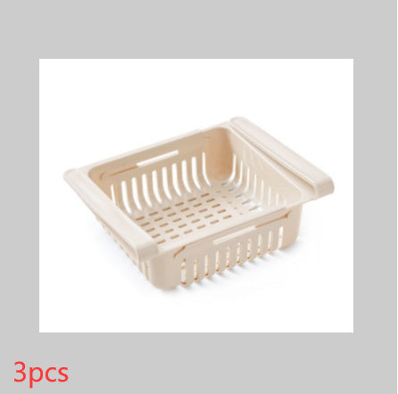 Telescopic Refrigerator Storage Basket and Freshness Preservation Rack