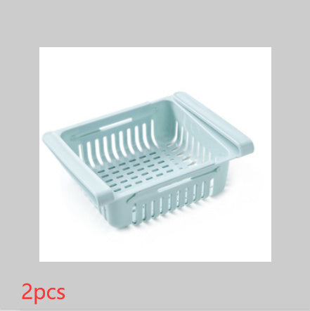 Telescopic Refrigerator Storage Basket and Freshness Preservation Rack