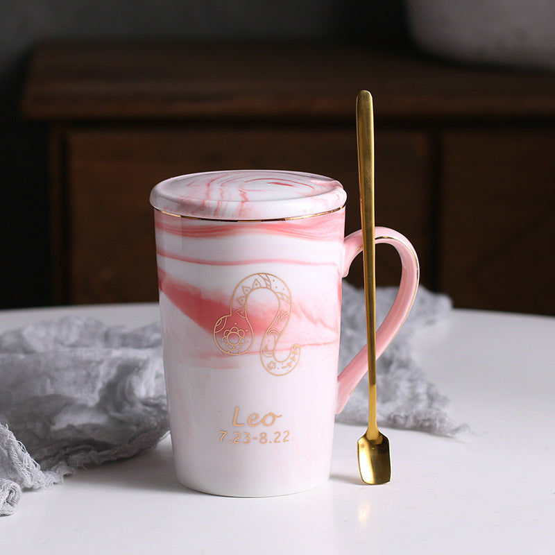 Ceramic water cup with lid spoon