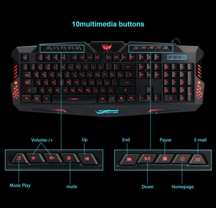 J10 Tricolor Backlight Gaming Keyboard & Mouse Set