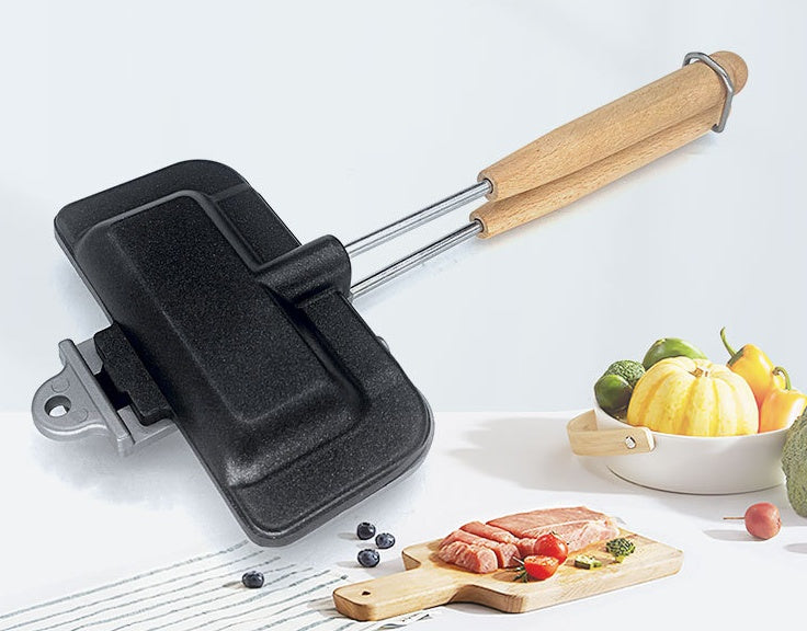 Double side frying pan waffle bread toaster