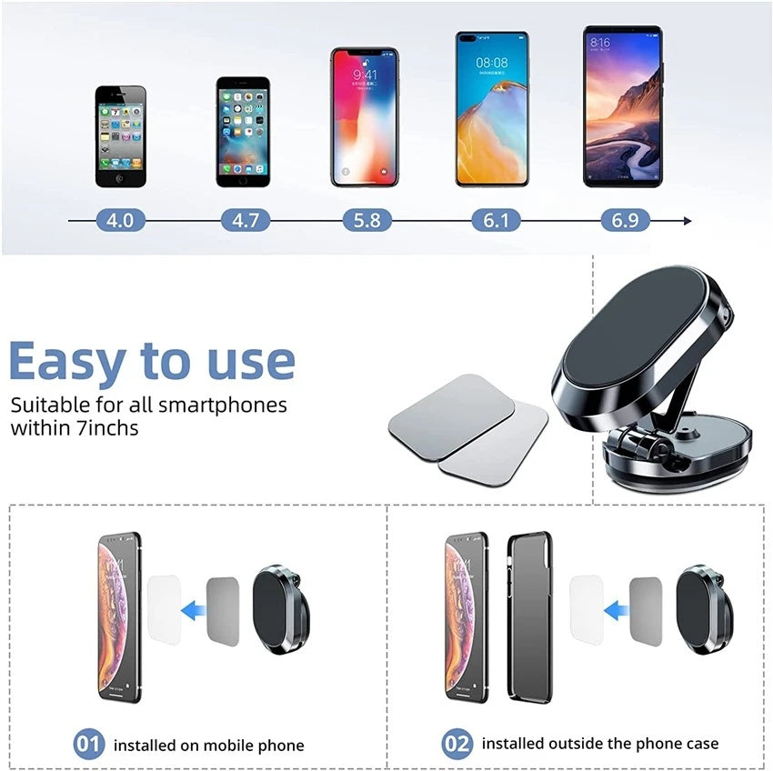 Foldable Metal Magnetic Car Phone Holder