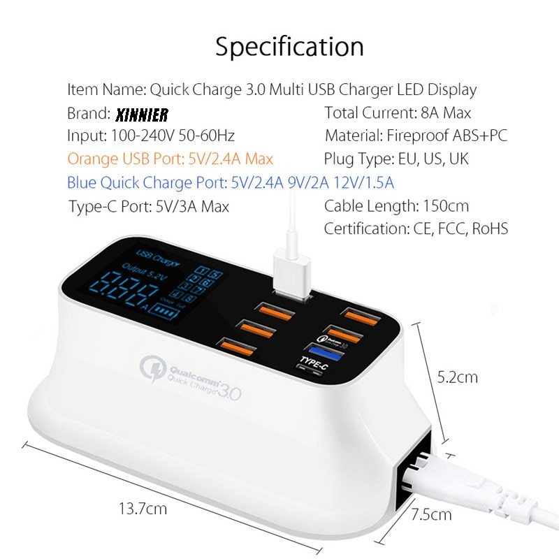 Quick Charge 3.0 Smart USB Charger Station