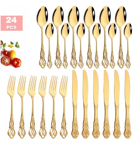 Gold-Plated Stainless Steel Cutlery Set