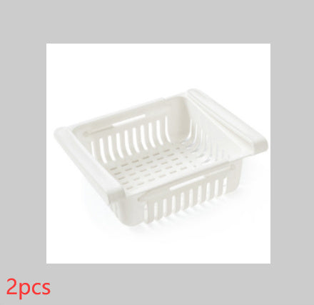 Telescopic Refrigerator Storage Basket and Freshness Preservation Rack