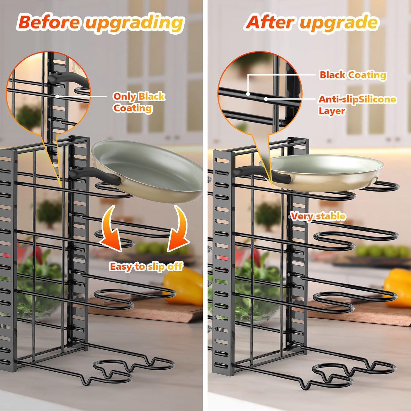 8-Tier Adjustable Pot and Pan Organizer Rack