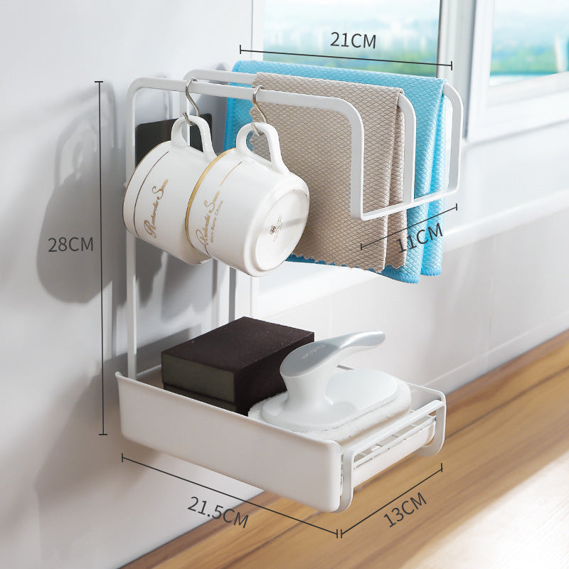Wall-Mounted Sponge Holder and Kitchen Organizer with Drain Tray