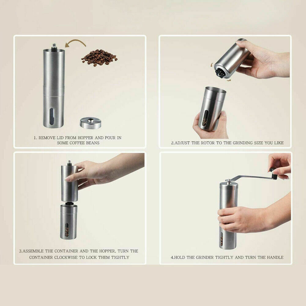 Hand Crank Stainless Steel Burr Coffee Grinder