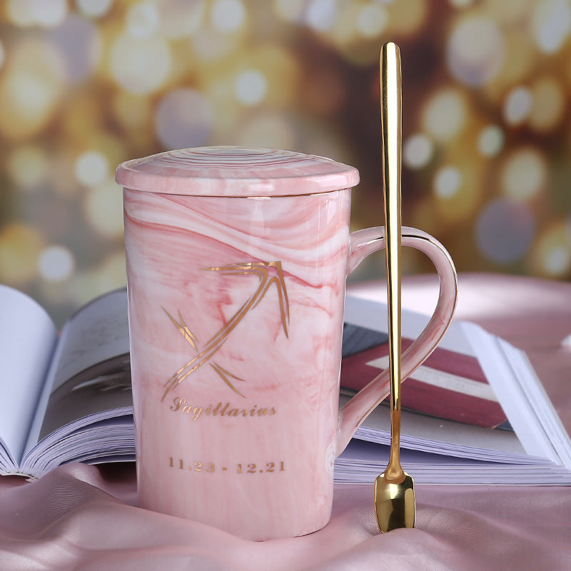 Ceramic water cup with lid spoon