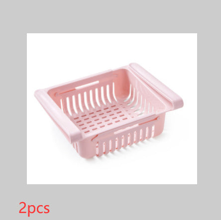 Telescopic Refrigerator Storage Basket and Freshness Preservation Rack
