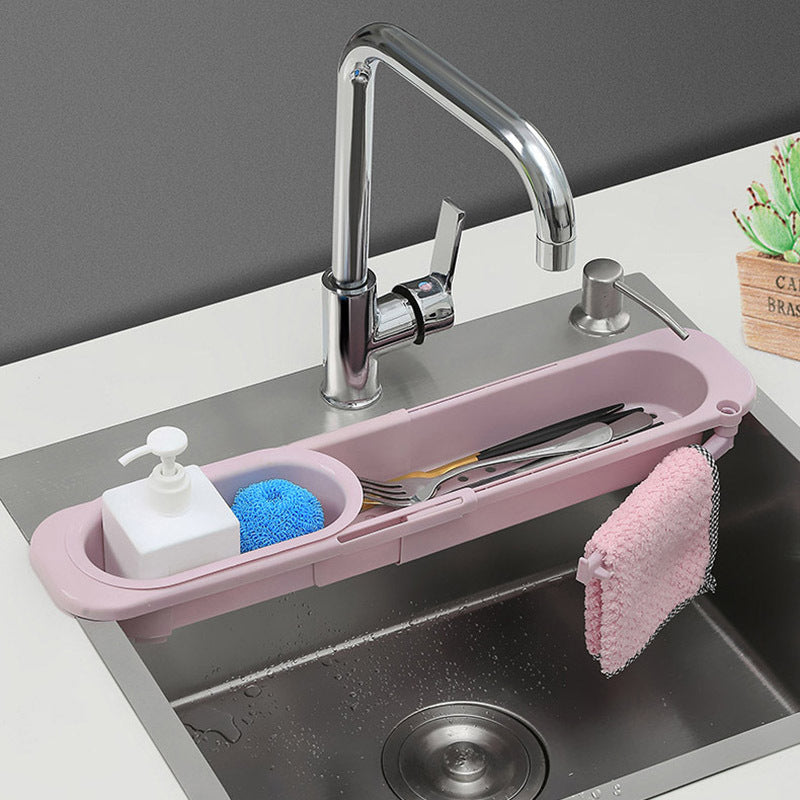 Telescopic Sink Rack and Sponge Holder, Adjustable Drainer Basket
