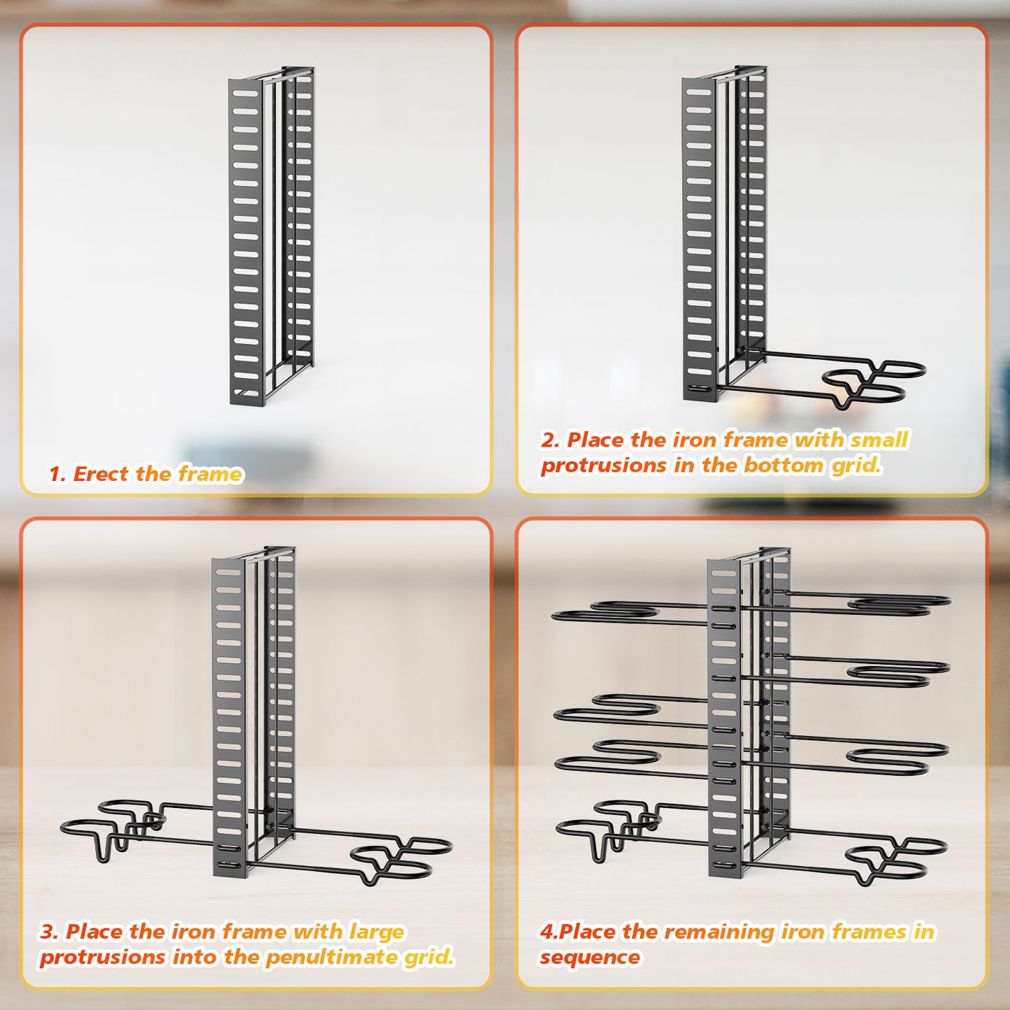 8-Tier Adjustable Pot and Pan Organizer Rack