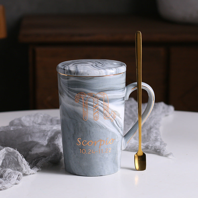 Ceramic water cup with lid spoon