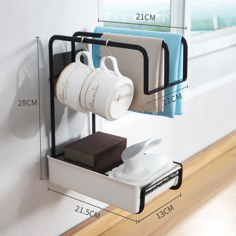 Wall-Mounted Sponge Holder and Kitchen Organizer with Drain Tray
