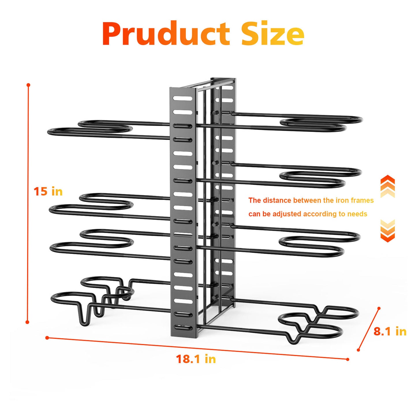 8-Tier Adjustable Pot and Pan Organizer Rack