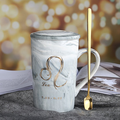 Ceramic water cup with lid spoon
