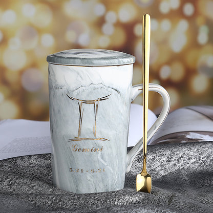 Ceramic water cup with lid spoon