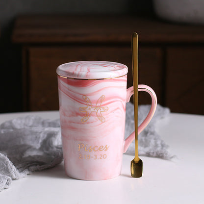 Ceramic water cup with lid spoon