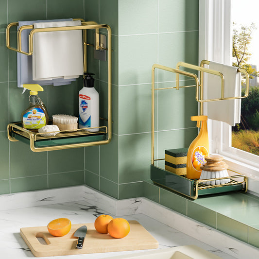Wall-Mounted Sponge Holder and Kitchen Organizer with Drain Tray