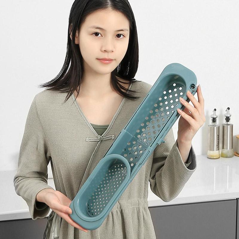 Telescopic Sink Rack and Sponge Holder, Adjustable Drainer Basket