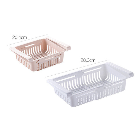 Telescopic Refrigerator Storage Basket and Freshness Preservation Rack