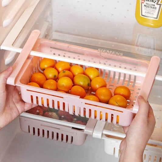 Telescopic Refrigerator Storage Basket and Freshness Preservation Rack