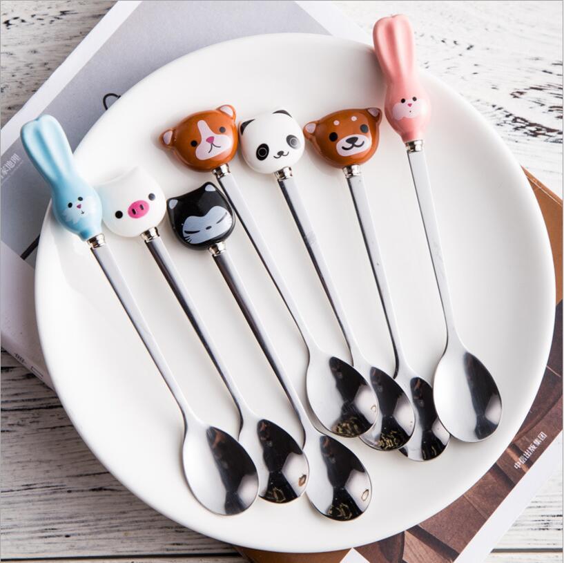 Cute cartoon stirring spoons