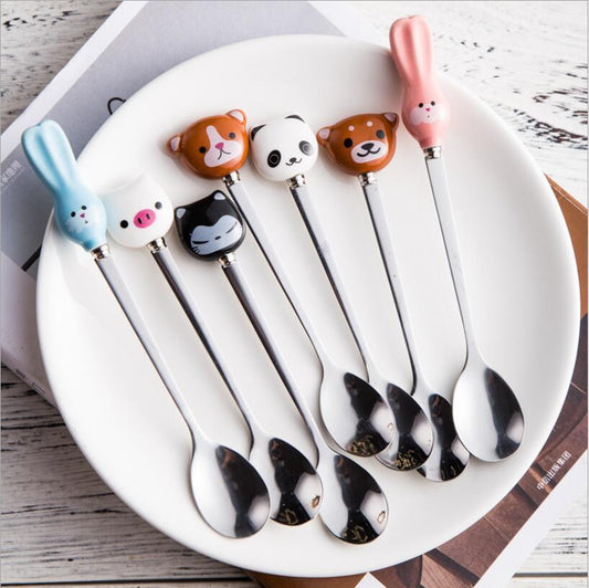 Cute cartoon stirring spoons