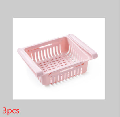 Telescopic Refrigerator Storage Basket and Freshness Preservation Rack