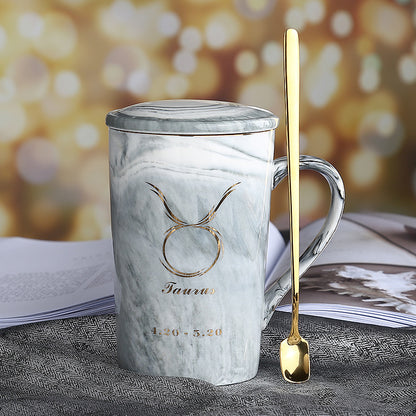 Ceramic water cup with lid spoon