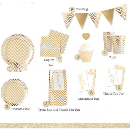 Gold Stripes Disposable Tableware
