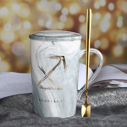 Ceramic water cup with lid spoon